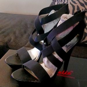 Anne Michelle Black Clubbing High Heel  Sandals,  Size 9